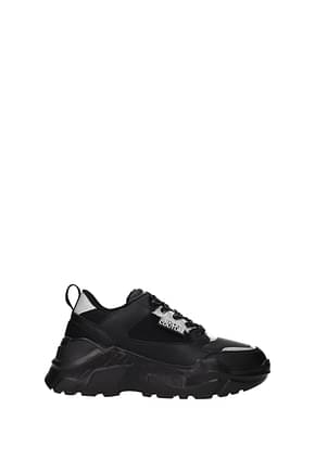 Versace Jeans Sneakers couture Donna Pelle Nero Argento