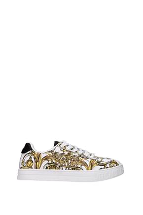 Versace Jeans Sneakers couture Homme Cuir Blanc Or