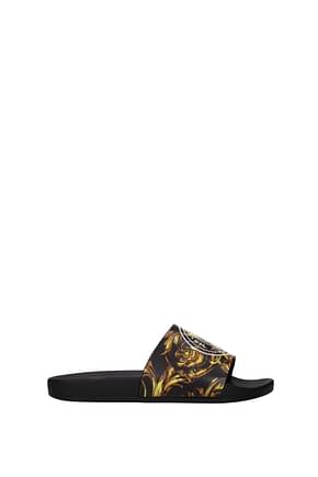 Versace Jeans Slippers and clogs couture Men Rubber Black Gold