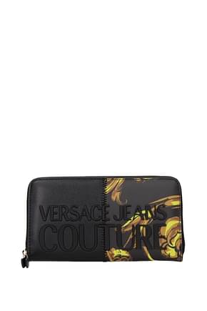 Versace Jeans Wallets couture Women Polyurethane Black Gold