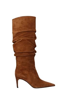 Sergio Rossi Boots Women Suede Brown Leather