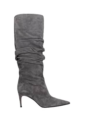 Sergio Rossi Boots Women Suede Gray Cement