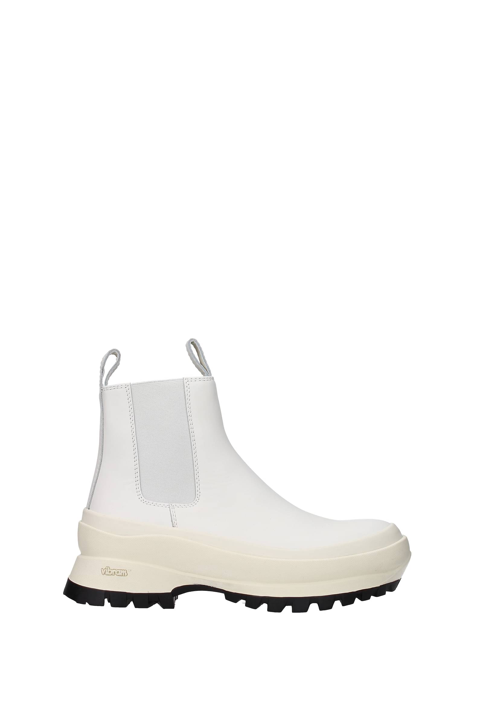 Jil Sander Ankle boots vibram Women Leather White Optic White