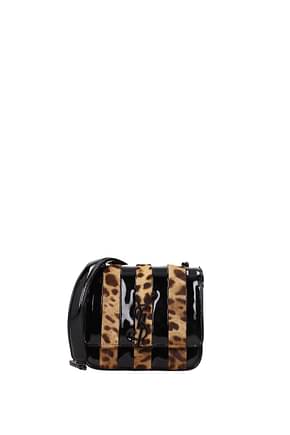 Saint Laurent Crossbody Bag vicky Women Patent Leather Black Leopard