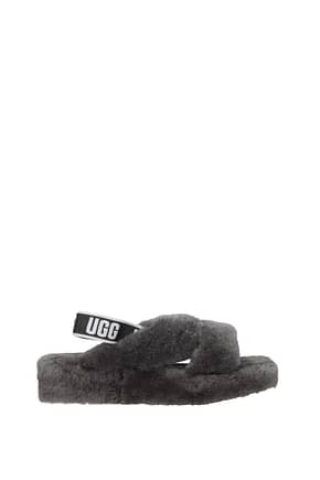 UGG Sandals fab yeah Women Sheepskin Gray Charcoal