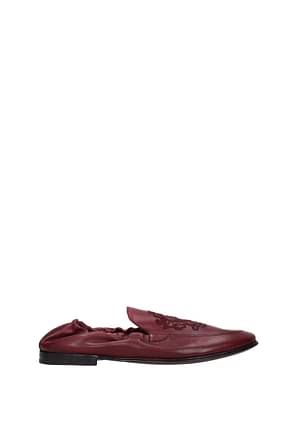 Dolce&Gabbana Loafers Men Leather Red Bordeaux