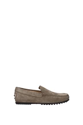 Tod's Loafers Men Suede Gray Light Grey
