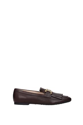 Tod's Loafers Women Leather Brown Chocolate