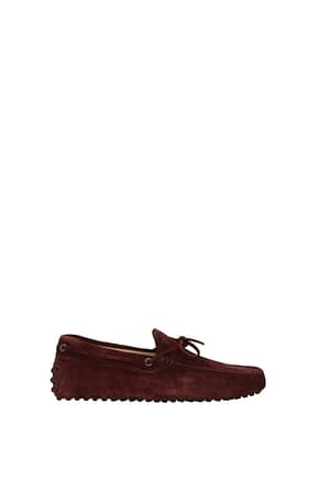Tod's Loafers Men Suede Red Bordeaux