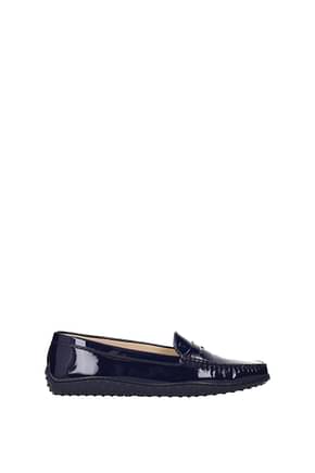 Tod's Loafers Women Patent Leather Blue Sea Blue