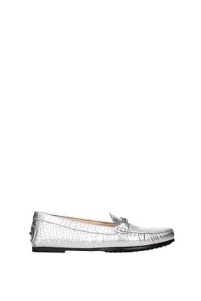 Tod's Loafers Women Leather Silver