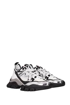Moncler Sneakers Men Fabric  White Silver