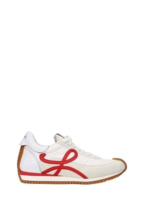 Loewe أحذية رياضية رجال قماش أبيض أحمر