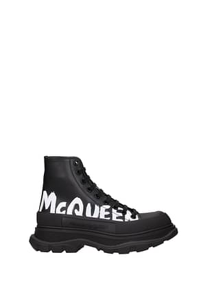 Alexander McQueen एडी तक पहुंचने वाला जूता पुरुषों चमड़ा काली
