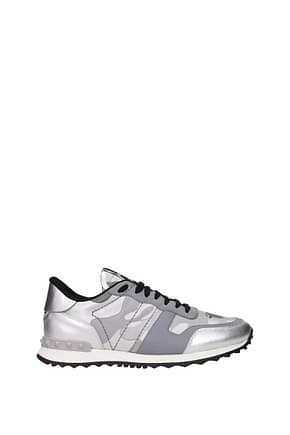 Valentino Garavani Sneakers Men Fabric  Gray Silver