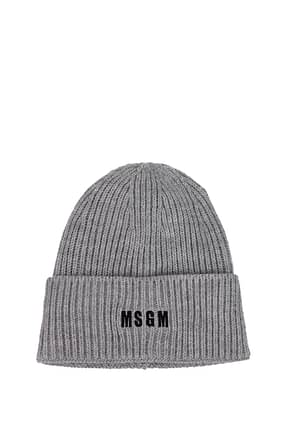 MSGM Hats Men Acrylic Fibre Gray
