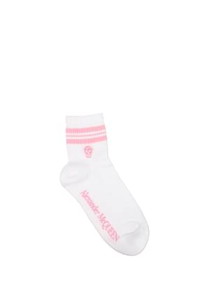 Alexander McQueen Short socks Women Cotton White Nude Pink
