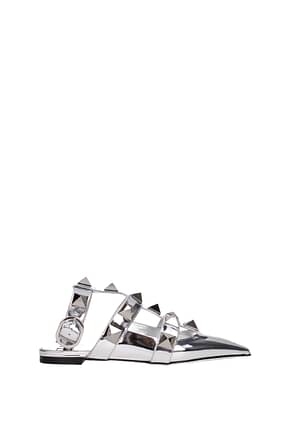 Valentino Garavani Sandals Women Patent Leather Silver