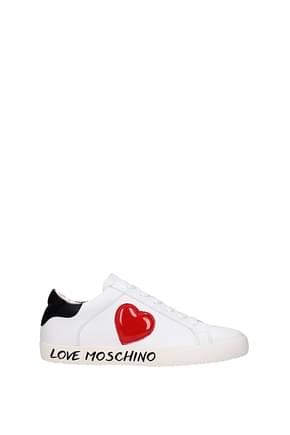 Love Moschino أحذية رياضية نساء جلد أبيض أسود