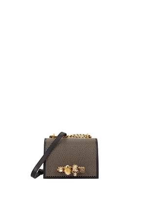 Alexander McQueen Crossbody Bag Women Leather Black Gold