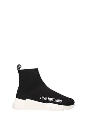 Love Moschino Sneakers Femme Tissu Noir Blanc