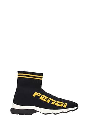 Fendi Sneakers Women Fabric  Black Yellow