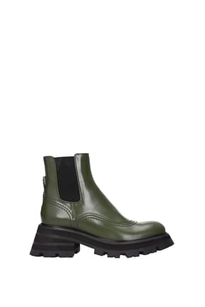 Alexander McQueen Ankle Boot Women Leather Green khaki