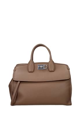 Salvatore Ferragamo Handbags the studio Women Leather Brown Hickory