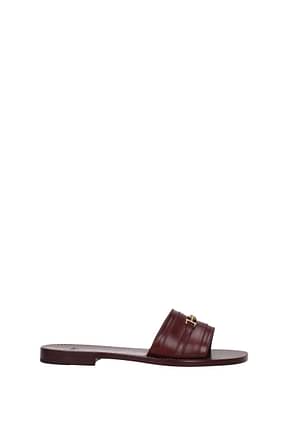 Celine Slippers and clogs Women Leather Red Burgundy