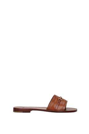 Celine Slippers and clogs Women Leather Brown Tan