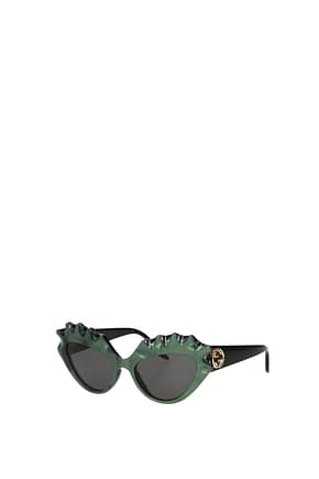 Gucci धूप का चश्मा महिलाओं एसीटेट हरा भरा गहरा भूरा