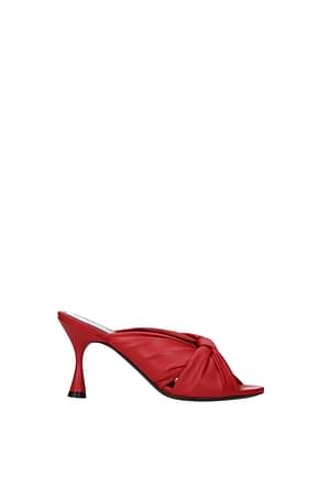 Balenciaga サンダル 女性 皮革 赤 リップスティック