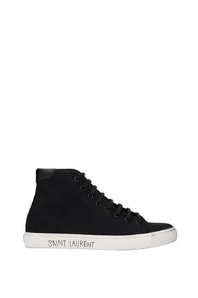 Saint Laurent أحذية رياضية رجال قماش أسود
