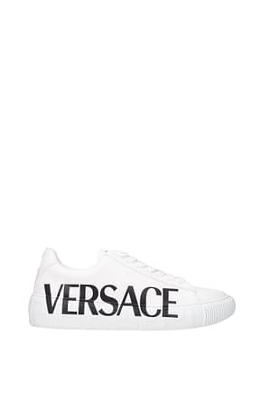 Versace أحذية رياضية رجال جلد أبيض