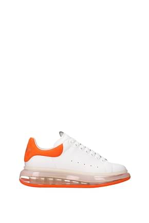 Alexander McQueen Sneakers Men Leather White Orange