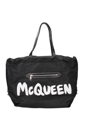 Alexander McQueen حقائب كتف نساء قماش أسود أبيض