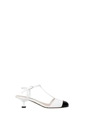 Miu Miu Sandals Women Patent Leather White Black