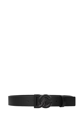 Dolce&Gabbana Regular belts Men Leather Black Black