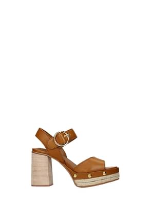 See by Chloé Sandals Women Leather Brown Light Brown