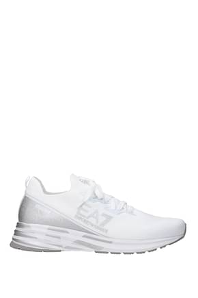 Armani Emporio أحذية رياضية ea7 رجال قماش أبيض البصرية الأبيض