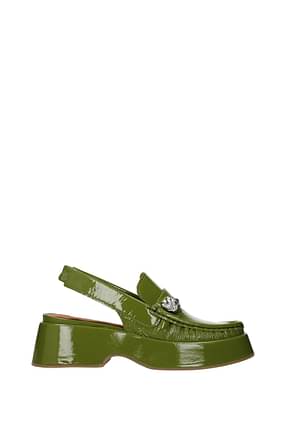 Ganni Sandals Women Patent Leather Green Kiwi