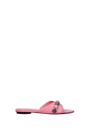 Balenciaga Flip-Flops und Holzschuhe Damen Leder Rosa Rose Pink