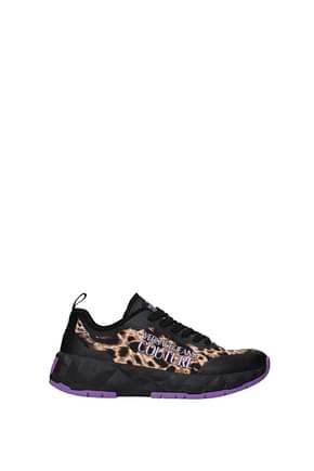 Versace Jeans Sneakers couture Mujer Tejido Negro Leopardo