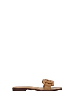 Tod's Slippers and clogs Women Leather Beige Camel