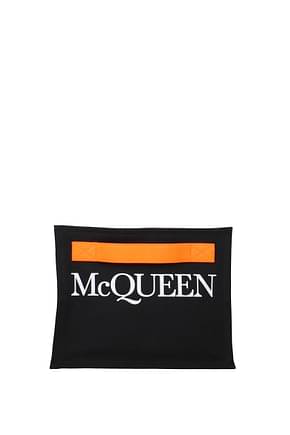 Alexander McQueen Clutches Men Fabric  Black Fluo Orange