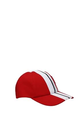 Palm Angels Hats Men Cotton Red White