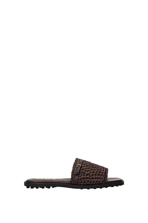 Tod's Slippers and clogs Women Raffia Brown Chocolate