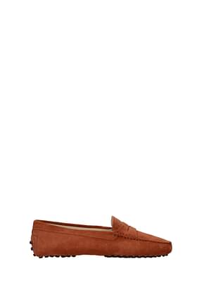 Tod's Loafers Women Suede Brown Terracotta