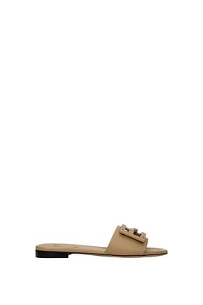 Fendi Slippers and clogs Women Leather Beige Honey