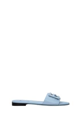 Fendi Slippers and clogs Women Leather Heavenly Light Blue